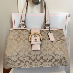 VTG COACH, NWT, pale pink & khaki, perfect summertime purse!